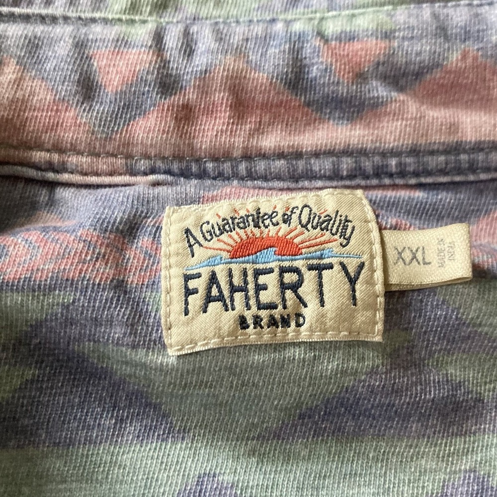 Faherty Doug Good Feather Men's XXL Shirt Geometric Southwest Organic Cotton - Picture 2 of 13